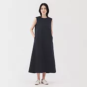 【MUJI 無印良品】女透氣彈性泡泡紗無袖洋裝 S 深藍