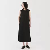 【MUJI 無印良品】女透氣彈性泡泡紗無袖洋裝 S 黑色