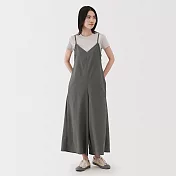 【MUJI 無印良品】女透氣彈性泡泡紗連身褲 S 深灰