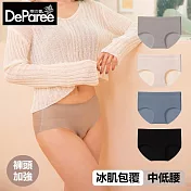 蒂巴蕾 Nude無痕冰肌植物系桑蠶絲抗菌女內褲(包覆式中低腰) 20D XL 夜灰色