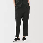 【MUJI 無印良品】女透氣彈性泡泡紗錐形褲 S 黑色