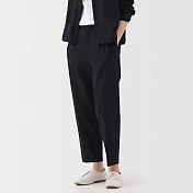 【MUJI 無印良品】女透氣彈性泡泡紗錐形褲 S 深藍