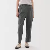 【MUJI 無印良品】女透氣彈性泡泡紗錐形褲 S 深灰