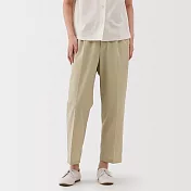【MUJI 無印良品】女透氣彈性泡泡紗錐形褲 S 米色