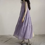 【MsMore】 丁香紫背心顯瘦日系蓬蓬裙蛋糕無袖連身裙長洋裝# 124418 XL 紫色
