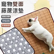 【EZlife】寵物藤席珊瑚絨兩用墊(50x38cm) 灰底星星
