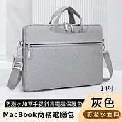 【好背客howback】MacBook商務電腦包/防潑水加厚手提斜背電腦保護包-灰 (14吋)