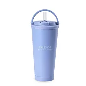 【Hiromimi】手提內瓷不鏽鋼吸管杯750ml(附TRITAN粗細吸管)  沉靜藍