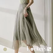 【Lockers 木櫃】春夏雪紡木耳邊半身裙 L114032004 M 灰綠色