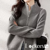 【Lockers 木櫃】慵懶風休閒純色外套 L114032005 M 灰色