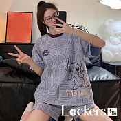 【Lockers 木櫃】夏季卡通短袖套裝家居服 L114032008 F 史迪奇