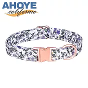 【AHOYE】北歐印花金屬扣寵物項圈 31-50CM (寵物配件 頸圈 脖圈 頸環) 夢幻紫