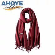 【AHOYE】韓系寬版加厚仿羊絨保暖圍巾 (披肩 圍脖 披巾 脖圍) 酒紅色
