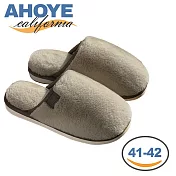 【AHOYE】舒適厚底防滑加絨保暖拖鞋 (居家拖鞋 室內拖鞋 毛毛拖) 41-42碼-可可棕