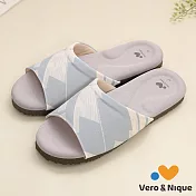 維諾妮卡 文青幾何涼感乳膠室內拖鞋  藍XL (29.5cm)