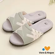 維諾妮卡 文青幾何涼感乳膠室內拖鞋  綠M (26.5cm)
