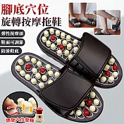 【EZlife】舒適旋轉穴位按摩拖鞋  黑色L