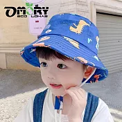 【OMORY】印花兒童防曬漁夫帽- 恐龍藍