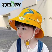 【OMORY】印花兒童防曬漁夫帽- 大象黃