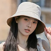 日本 BEAUTYJAPAN 抗UV可塑型可拆卸防風繩全棉兩面防曬帽 BJ2147 米/卡其色