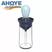 【AHOYE】烘焙料理定量玻璃油瓶 附矽膠油刷 (油壺 油罐 調味瓶 醬刷 矽膠刷) 天藍色