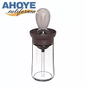 【AHOYE】烘焙料理定量玻璃油瓶 附矽膠油刷 (油壺 油罐 調味瓶 醬刷 矽膠刷) 咖啡色