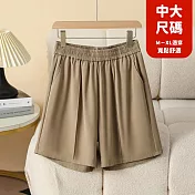 【慢。生活】高腰顯瘦運動闊腿五分褲 J12155 FREE 卡其