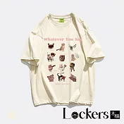 【Lockers 木櫃】重磅純棉卡通貓貓短袖T恤 L114040102 F 杏色