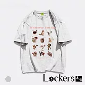 【Lockers 木櫃】重磅純棉卡通貓貓短袖T恤 L114040102 F 花灰