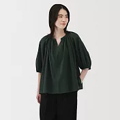 【MUJI 無印良品】女強撚短袖套衫 S 深綠