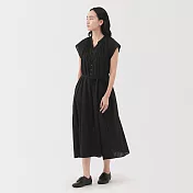 【MUJI 無印良品】女強撚法式袖洋裝 S 黑色