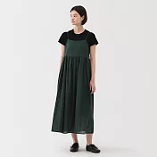 【MUJI 無印良品】女強撚細肩帶洋裝 S 深綠