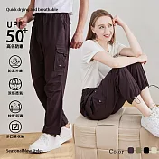 【KISSDIAMOND】輕薄兩穿防曬速乾工裝褲(女長褲/男長褲/KDFP-4333) M 灰紫