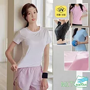 【BODYAIR嚴選】小圓領防曬涼感MIT透氣上衣(運動.瑜珈.慢跑.健身.速乾.運動服.透氣.舞蹈.台灣製) M 白