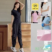 【BODYAIR嚴選】小圓領防曬涼感MIT透氣上衣(運動.瑜珈.慢跑.健身.速乾.運動服.透氣.舞蹈.台灣製) M 黑