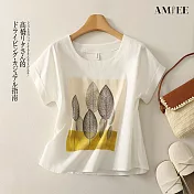 【AMIEE】印花圓領短袖T恤女上衣(KDTY-6179) M 葉子