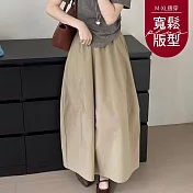 【慢。生活】鬆緊高腰中長款半身蓬蓬裙 J12181  FREE 卡其