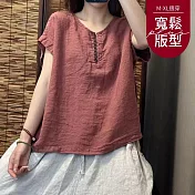 【慢。生活】棉麻寬鬆顯瘦短袖套頭上衣 399 FREE 粉色