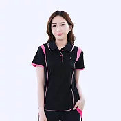 【遊遍天下】MIT女款顯瘦抗UV吸濕排汗短袖POLO衫(GS1010) M 黑粉