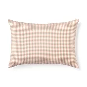 【MUJI 無印良品】再生聚酯速乾枕套/50/粉紅格紋【成品尺寸】W52×L95 cm 圓柱型