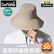 蒂巴蕾 涼感防曬披風帽 (防潑水/透氣快乾/UPF50) 卡其