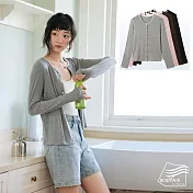 【BODYAIR嚴選】撞色圓領天絲羊毛開衫外套(上衣.T恤.襯衫.小外套.CASUAL) M 灰