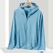 【AnZa】輕薄連帽防曬運動休閒外套 (3色)     XL-XXL 天藍(XL-2XL)