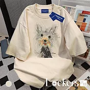 【Lockers 木櫃】美式小狗重磅短袖T恤 L114042102 F 杏色