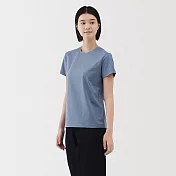 【MUJI 無印良品】女天竺圓領短袖T恤 S 淡藍