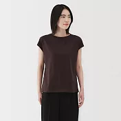 【MUJI 無印良品】女天竺法式袖T恤 S 深棕