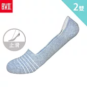 【BVD】簡約條紋休閒女襪套2入 麻天藍22-25cm