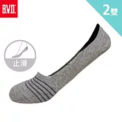 【BVD】簡約條紋休閒女襪套2入 中灰22-25cm