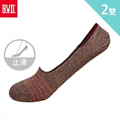 【BVD】簡約條紋休閒女襪套2入 摩卡22-25cm