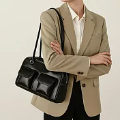 【MISUÉ】韓系單肩保齡球包/腋下包/手提包 -黑色